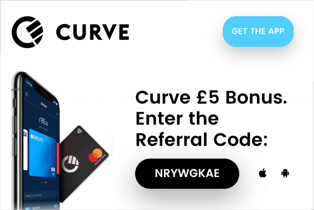 Curve code parrainage £5 en bonus lors de la première utilisation de votre carte Curve